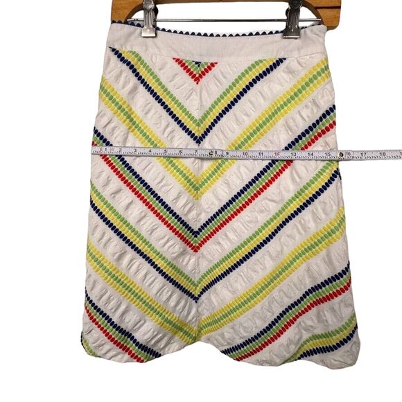 Fei Anthropologie Skirt Size 4 A-line white multicolor chevron stripes - Picture 10 of 10